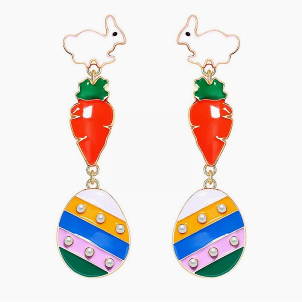 Rabbit, Carrot, Easter Egg Dangle Earrings OS New